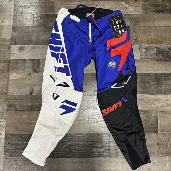 NEW with tags Shift MX Racing Faction Black Blue Red Dirt Bike Pants Size 36 - Picture 1 of 9